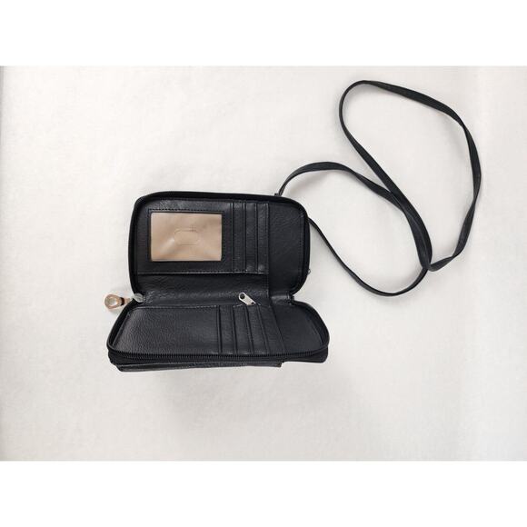 Relic Women's Black Messenger Bag Purse Zipper Wallet 4"x7"x1.5" Wrist Strap - Picture 3 of 9